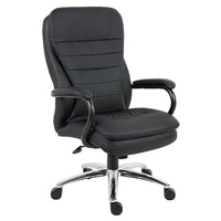 Nicer Interior Big and Tall Heavy Duty Ergonomic Executive Office Chair - Leather-Double cushion upholstered in black leatherette, very comfortable