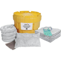Zenith Safety 20-Gallon Spill Kits, Oil Only, With Polyethylene Drum-Contents: 50 Sorbent Pads (15" x 17"), 4 Sorbent Socks (3" x 48"), 2 Sorbent Pillows (8" x 18"), 1 Pair Nitrile Gloves, 2XL (11), 1 Pair Safety Goggles (One Size), 1 Disposal Bag (26 "x 36")