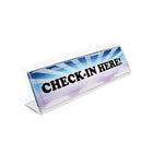 Azar Displays 2" x 6" Horizontal Nameplate Acrylic Sign Holder, 10 Pack (112702)-Plastic sign holder features slant back design that highlights important information