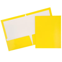 JAM Paper Glossy Two Pocket Presentation Folders, Yellow, 50 Pack-Yellow Glossy Presentation Folders