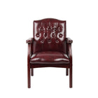 Nicer Furniture Traditional Style Vinyl Button Tufted Guest Chair - Burgundy-Both the back and seat are thickly padded for your guests' comfort.