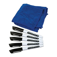 Teacher Created Resources - Stylos à effacement à sec et chiffons en microfibre - encre noire - paquet de 10-Stylos à effacement à sec parfaits pour les tableaux pour genoux des élèves