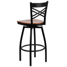 Flash Furniture HERCULES Series Black "X" Back Swivel Metal Barstool - Cherry Wood Seat-Cherry Finished Wood Seat