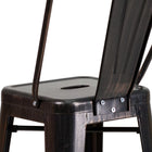 Flash Furniture Commercial Grade 30" High Black-Antique Gold Metal Indoor-Outdoor Barstool with Back-Cross Brace under seat provides extra stability