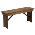 Flash Furniture HERCULES 40" x 12" Antique Rustic Solid Pine Folding Farm Bench-Plank Top
