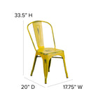Flash Furniture Commercial Grade Distressed Metal Indoor-Outdoor Stackable Chair - Yellow-Floor Protector Rubber Glides