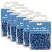 JAM Paper Coloured Standard Paper Clips, Small, Baby Blue Paperclips, 6 Packs of 100, 600 Total (221819033g)-Baby blue