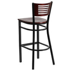 Flash Furniture HERCULES Series Black Slat Back Metal Restaurant Barstool - Mahogany Wood Back & Seat - 2 Pack-.625" Thick Plywood Seat