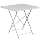 28'' Square White Indoor-Outdoor Steel Folding Patio Table Set with 2 Square Back Chairs [CO-28SQF-02CHR2-WH-GG]-Designed for Indoor and Outdoor Use