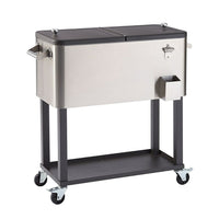 TRINITY 80-Quart Stainless Steel Cooler with Cover (TXK-0806)-Sleek dark bronze speckled finish on the lid, shelf and legs