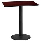 Flash Furniture 30'' x 42'' Rectangular Laminate Table Top, Mahogany with 24'' Round Bar Height Table Base (XUMA3042TR24B)-Bar Height Hospitality Table
