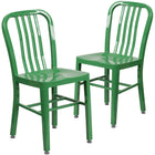 Flash Furniture Commercial Grade Green Metal Indoor-Outdoor Chairs - 2 Pack-500 lb. Static Weight Capacity