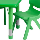 Flash Furniture 24"W x 48"L Rectangular Green Plastic Height Adjustable Activity Table Set with 4 Chairs-Activity Table