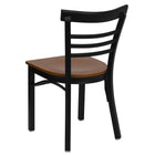 Flash Furniture HERCULES Series Black Three-Slat Ladder Back Metal Restaurant Chair - Cherry Wood Seat-Cherry Finished Wood Seat