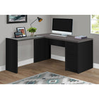 Monarch Specialties 7431 Computer Desk - Black/Grey Top Corner W/ Tempered Glass-Features 3 storage drawers on metal glides accented with silver handles, including a file drawer for letter or legal-size hanging files keeping your documents organized.