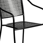Flash Furniture Commercial Grade Black Indoor-Outdoor Steel Patio Arm Chair with Round Back-Rain Flower Back and Seat Design