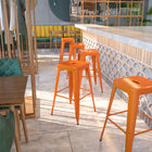 Flash Furniture – Tabouret bistro de 30 po en métal sans dossier, intérieur/extérieur, siège carré, orange (CH3132030OR)-Conception sans dossier