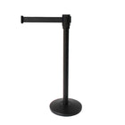 Futech Crowd Control Stanchion with a Retractable Black Belt-Black Post with Black Belt