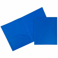 JAM Paper Plastic Heavy Duty Two Pocket Folders, Blue, 12 Pack (383Hbug)-Size: 9" x 12"