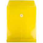 JAM Paper Plastic Envelopes with Button and String Tie - Open End - 9.75" x 11.75" - Yellow - 12 Pack -Size: 9.75 x 11.75 inches