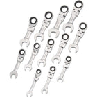 Dynamic Tools 12 Piece Metric Stubby Flex Head, Combination Ratcheting Wrench Set, 8mm - 19mm-Contains: 8, 9, 10, 11, 12, 13, 14, 15, 16, 17, 18, 19mm