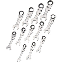 Dynamic Tools 12 Piece Metric Stubby Flex Head, Combination Ratcheting Wrench Set, 8mm - 19mm-Contains: 8, 9, 10, 11, 12, 13, 14, 15, 16, 17, 18, 19mm