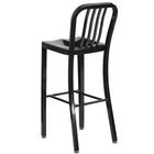 Flash Furniture Commercial Grade 30" High Black Metal Indoor-Outdoor Barstool with Vertical Slat Back - 2 Pack-Ergonomic Contoured Seat