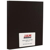 JAM Paper Matte Cardstock, 8.5 x 11, 80lb Black Smooth, 50/Pack (64429575)-Black Cardstock/Cover