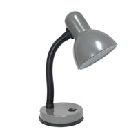 Simple Designs 60 Watt Type A 19 Medium Base Bulb Basic Metal Desk Lamp with Flexible Hose Neck - Grey-Desk Lamp