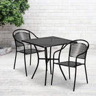 Flash Furniture 28" Square Black Flower Printed Patio Table Set, 2 Chairs (CO28SQ03CHR2BK)-Table and Chair Set