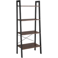 Vasagle 4-Tier Industrial Style Ladder Shelf - Dark Brown-Ultra-durable