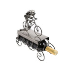 Truu Design Cyclist Natural Finish Iron Wine Holder, 10.5 x 10.5 inches, Silver-Material: durable iron construction with electroplated finish