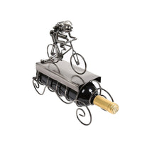Truu Design Cyclist Natural Finish Iron Wine Holder, 10.5 x 10.5 inches, Silver-Material: durable iron construction with electroplated finish