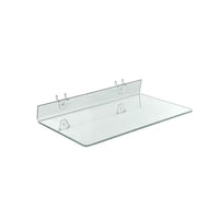 Azar Displays 16" x 8" Acrylic Shelf For Pegboard/Slatwall, Clear, 4 Pack (556014)-2 U hooks attached for easy mounting