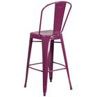 Flash Furniture Commercial Grade 30" High Purple Metal Indoor-Outdoor Barstool with Back-Purple Powder Coated Frame Finish
