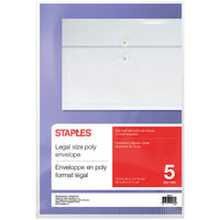 Staples Side-Loading Poly Envelopes - 5 Pack-Durable polypropylene resists moisture and tearing