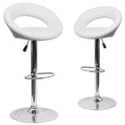 Nicer Furniture Mooncut Swivel Height Adjustable Bar Stool - White - 2 Pack-PU padded cushions add extra comfort,10 3/4 inch high back support.