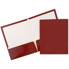JAM Paper Glossy Two Pocket Presentation Folders, Maroon Burgundy, 12 Pack (v0312403dg)-Maroon