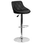 Flash Furniture Contemporary Black Vinyl Bucket Seat Adjustable Height Barstool with Diamond Pattern Back & Chrome Base-Low Back Design