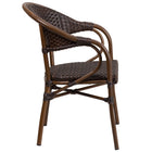 Flash Furniture Milano Series Rattan Restaurant Patio Chair with Red Bamboo-Aluminum Frame - Dark Brown-Curved Back