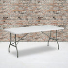 Flash Furniture 30"W x 72"L Bi-Fold Granite Plastic Folding Table - White-1.75'' Thick Granite White Table Top