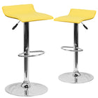 Flash Furniture 15" x 15" Vinyl Adjustable Height Bar Stool W/Chrome Base, Yellow, 2 Pack-Set of 2 Contemporary Style Stools