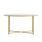 Flash Furniture Hampstead Collection Coffee Table with Matte Gold Frame - White-Contemporary Style