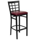 Flash Furniture HERCULES Series Black Window Back Metal Restaurant Barstool - Burgundy Vinyl Seat-500 lb. Weight Capacity