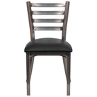 Flash Furniture HERCULES Series Clear Coated Ladder Back Metal Restaurant Chair - Black Vinyl Seat - 2 Pack-Set of 2 Metal Dining Chairs