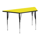 Flash Furniture 24''W x 48''L Trapezoid Activity Table with 1.25'' High Pressure Top and Standard Height Adjustable Legs, Yellow-Yellow Laminate