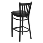 Flash Furniture HERCULES Series Black Vertical Back Metal Restaurant Barstool - Black Vinyl Seat-Black Vinyl Upholstered Seat