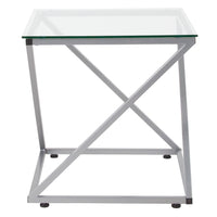 Flash Furniture Park Avenue Collection Glass End Table with Contemporary Steel Design-Contemporary Style