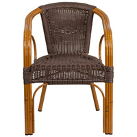 Flash Furniture Cadiz Series Rattan Restaurant Patio Chair with Red Bamboo-Aluminum Frame, Dark Brown (SDAAD632009D2)-Outdoor Restaruant Furniture