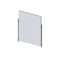 Mark Maker Rod Sneeze Guard - 23.5" W x 31.5" H panel 1/4" Clear Acrylic and 24" high aluminum rod set - no pass through-Optimal social distancing between two groups of people